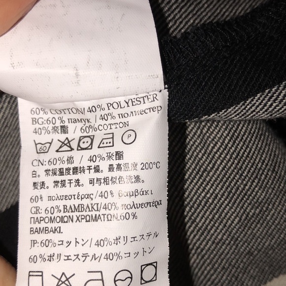 Burnside black & white plaid flannel button down shirt size small - Picture 7 of 10